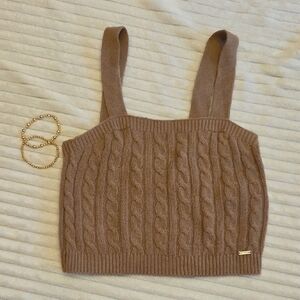 Hollister- Cable Knit Tan Crop Top